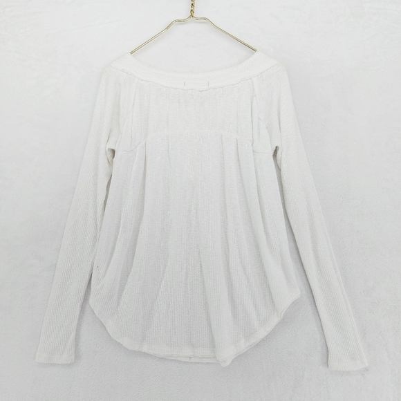 Free People We The Free Off-White Thermal Button Knit Henley Tunic Top P5177 - Picture 5 of 9